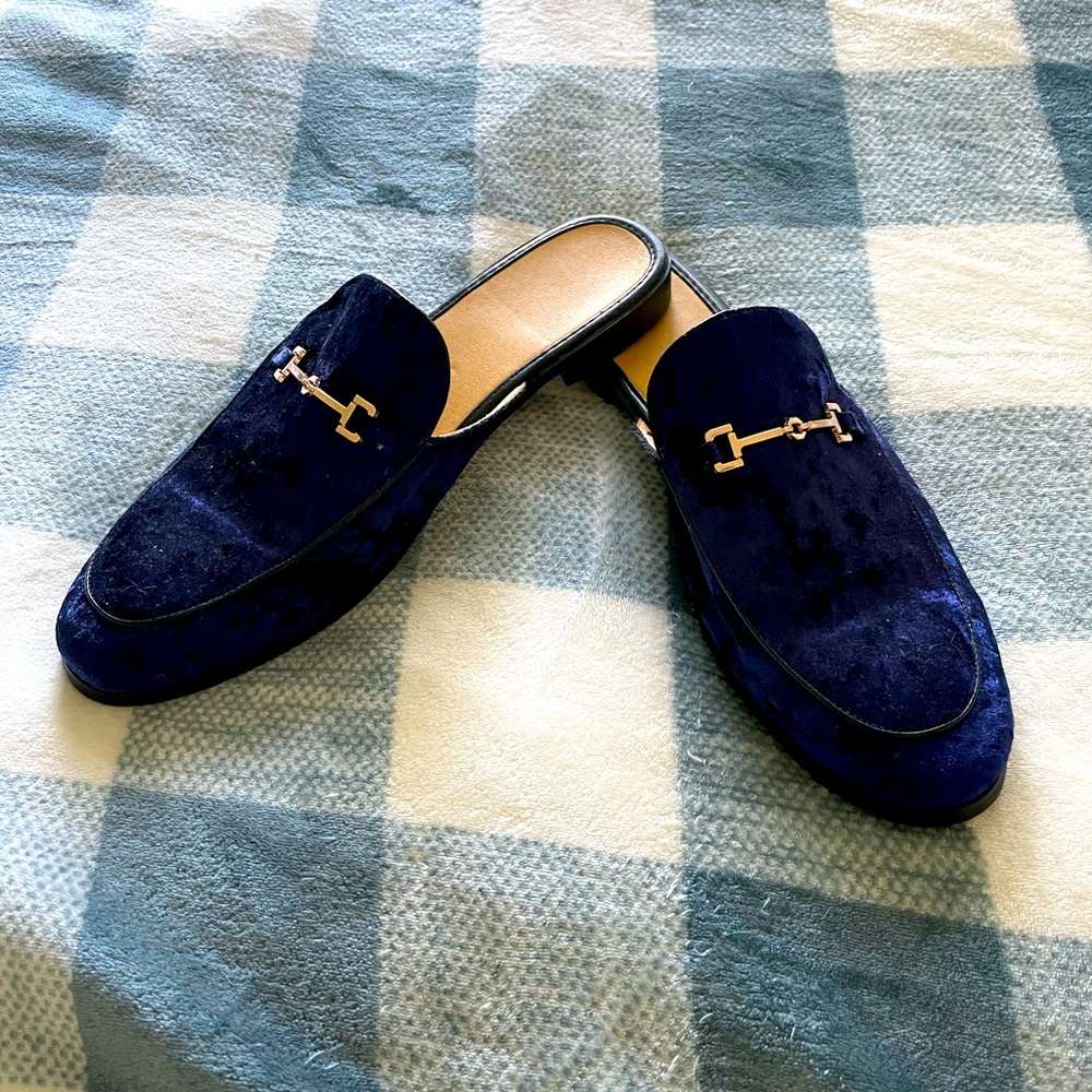 Men’s Blue Velvet Backless Loafers size 13
